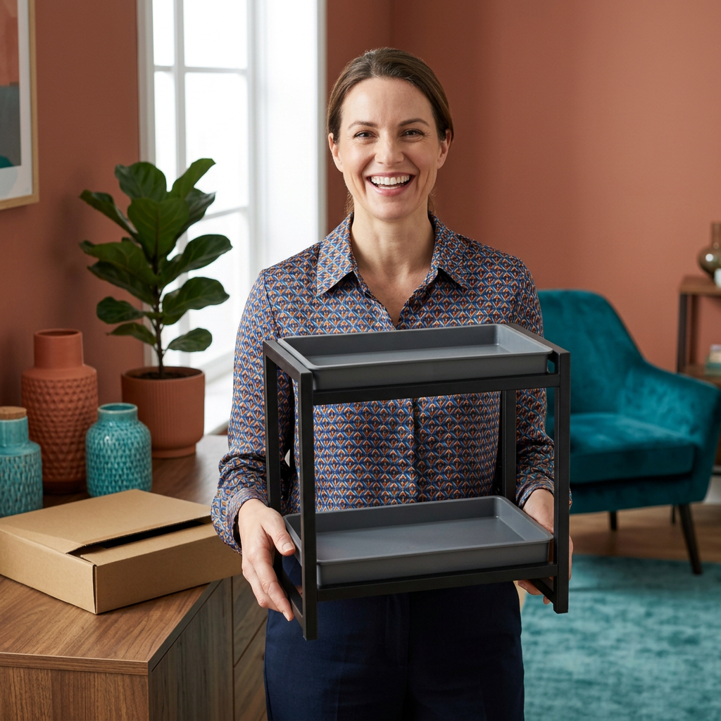 Black & Graphite Two-Tier Countertop Organizer