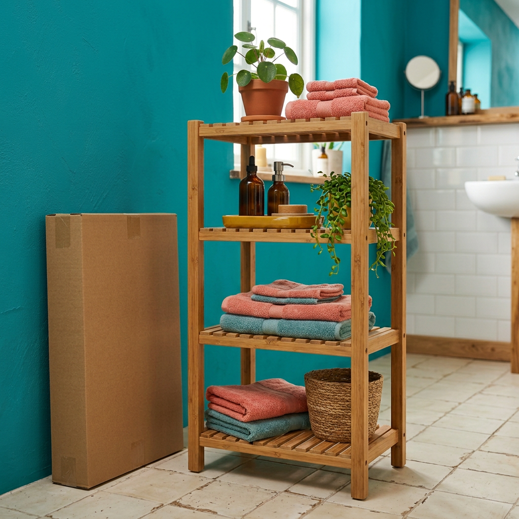 Four-Tier Bamboo Bathroom Shelf
