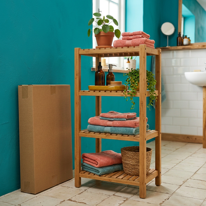 Four-Tier Bamboo Bathroom Shelf