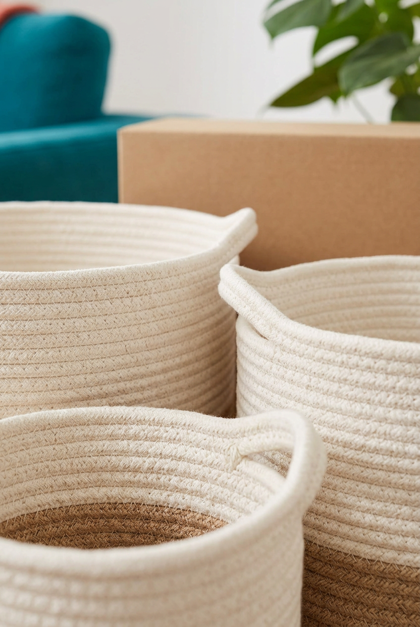 Woven Cotton Rope Storage Basket Set