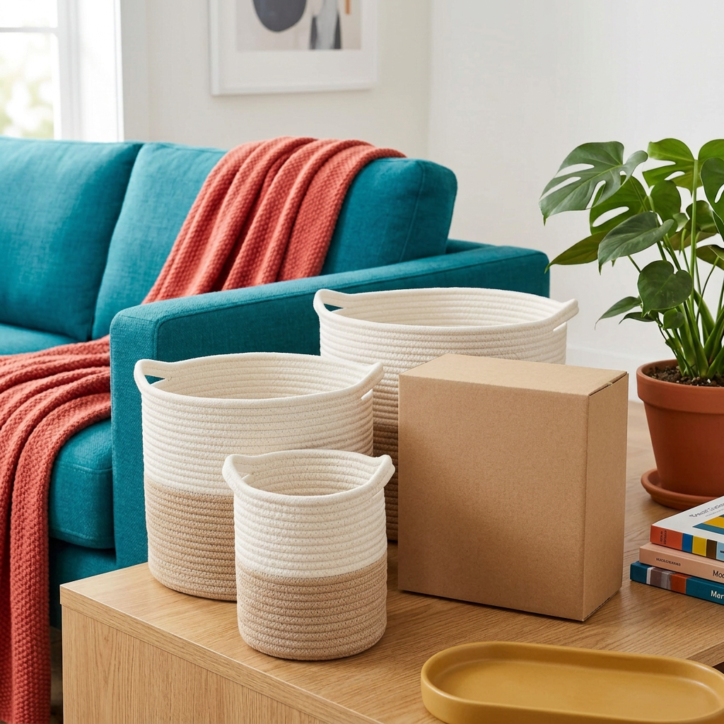 Woven Cotton Rope Storage Basket Set