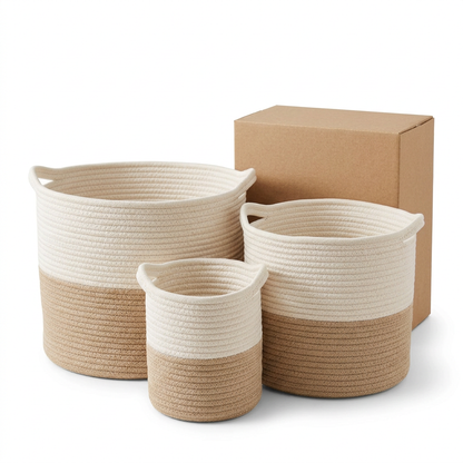 Woven Cotton Rope Storage Basket Set