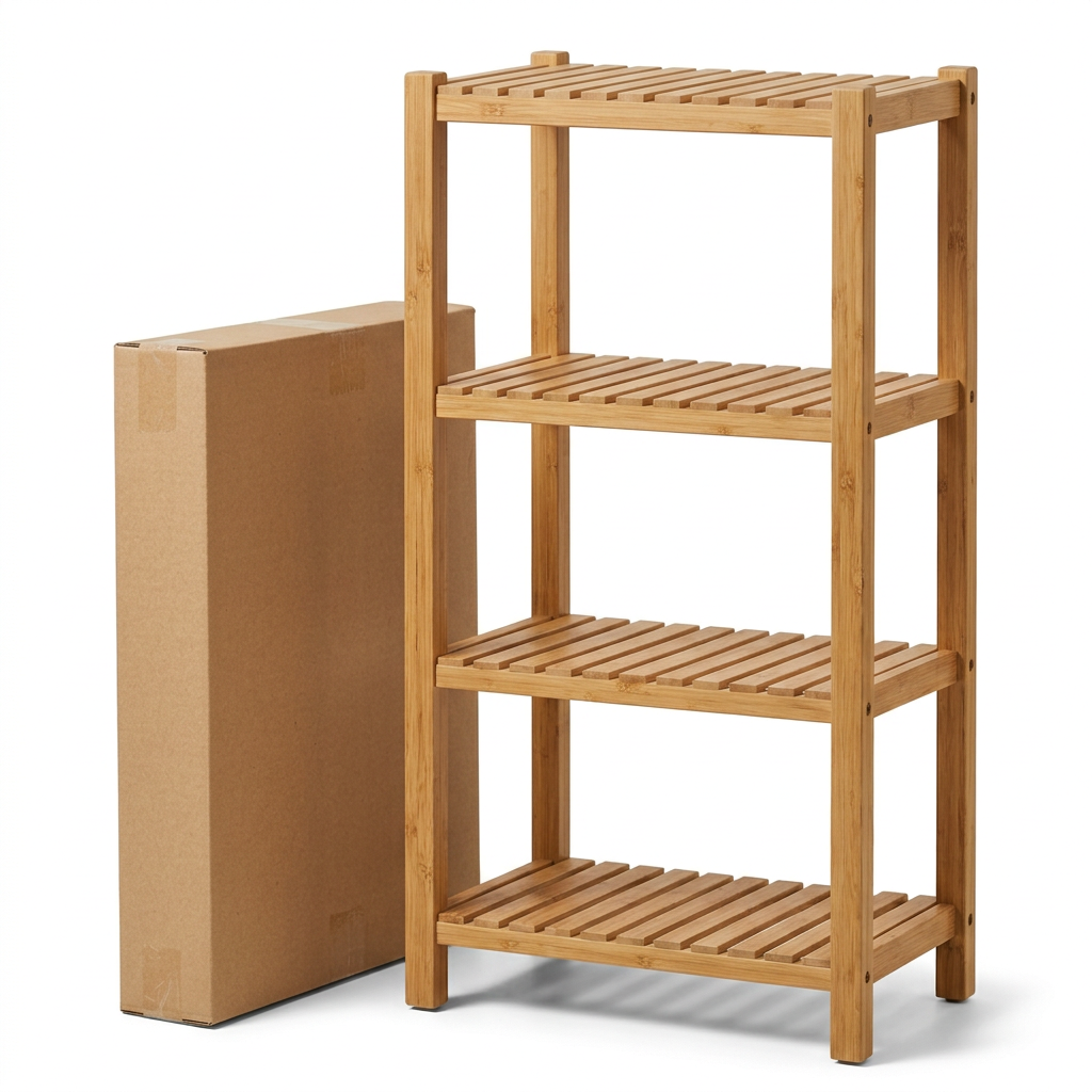 Four-Tier Bamboo Bathroom Shelf