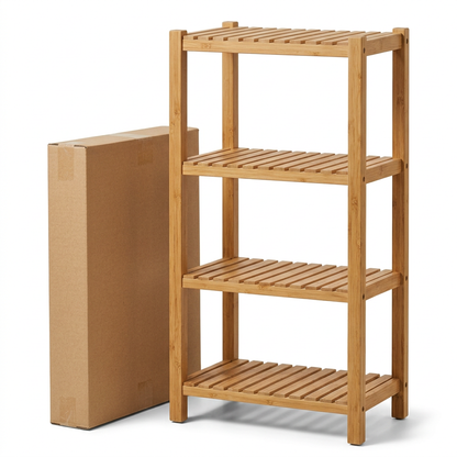 Four-Tier Bamboo Bathroom Shelf