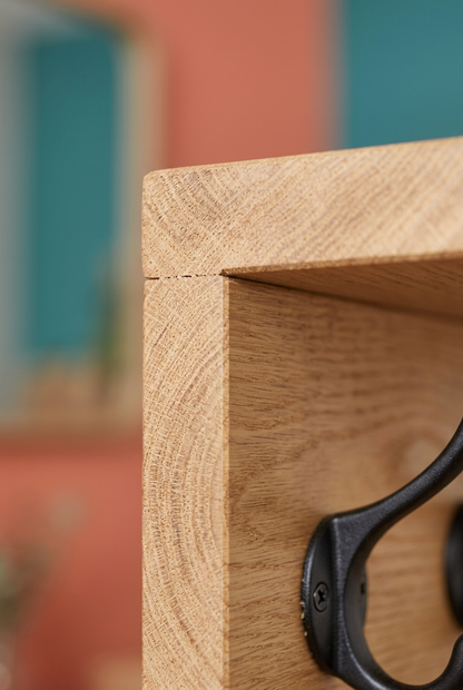Entryway Wall Shelf with Four Hooks
