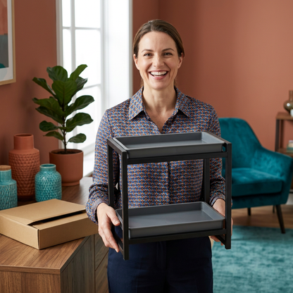 Black & Graphite Two-Tier Countertop Organizer