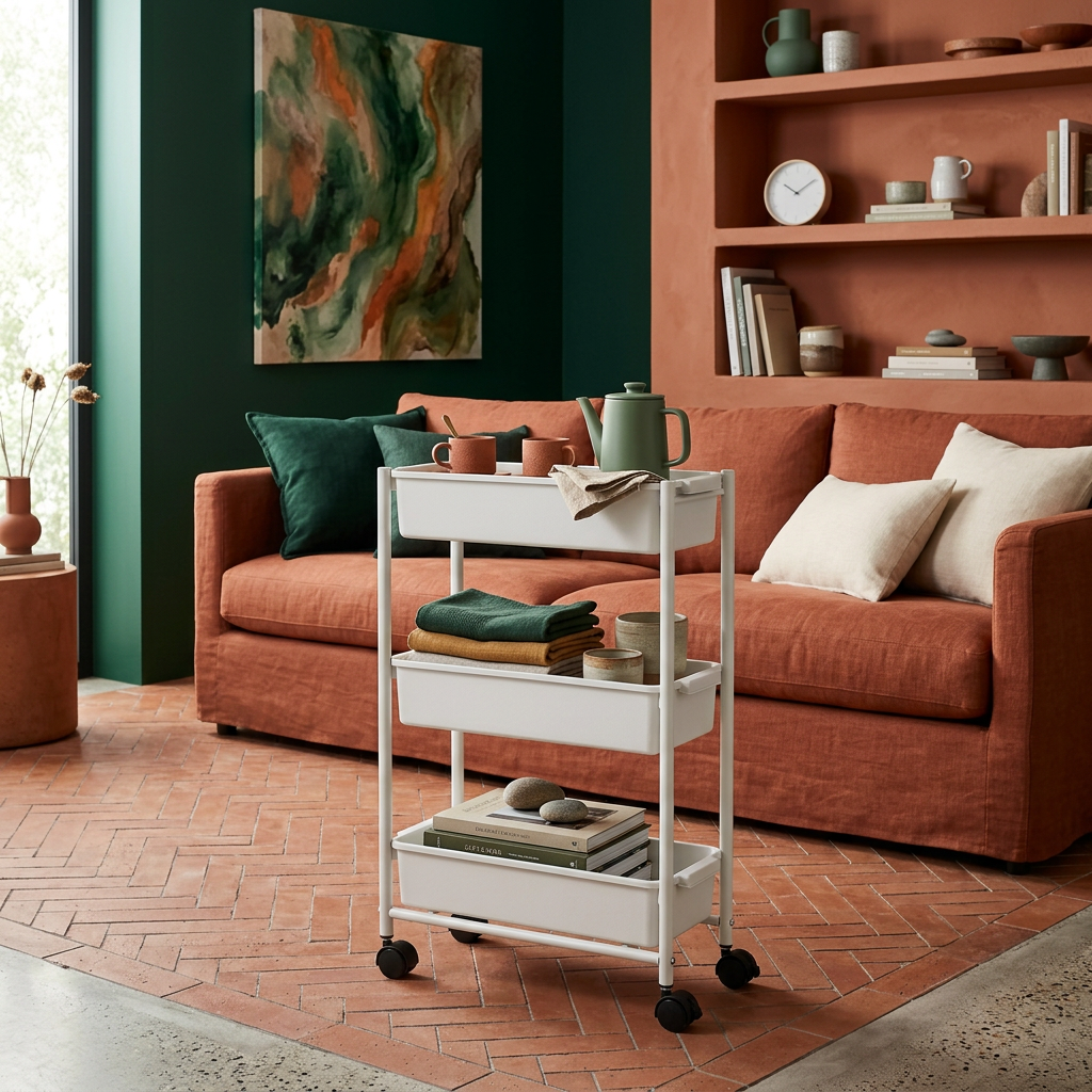 Slim Three-Tier Rolling Storage Cart