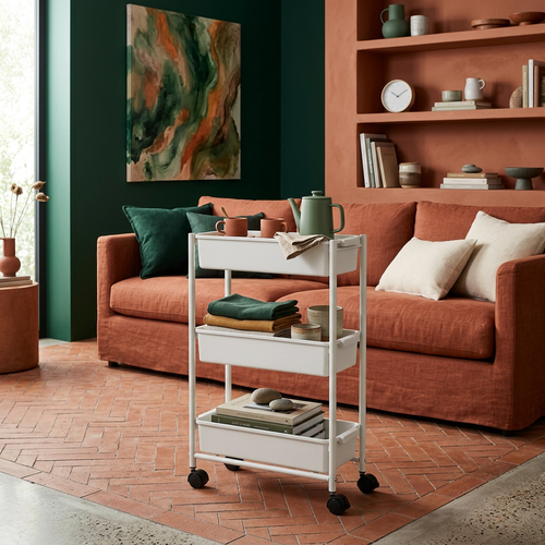 Slim Three-Tier Rolling Storage Cart