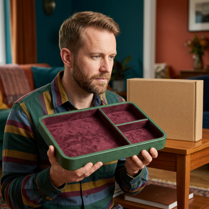 Burgundy & Forest Green Divided Valet Tray