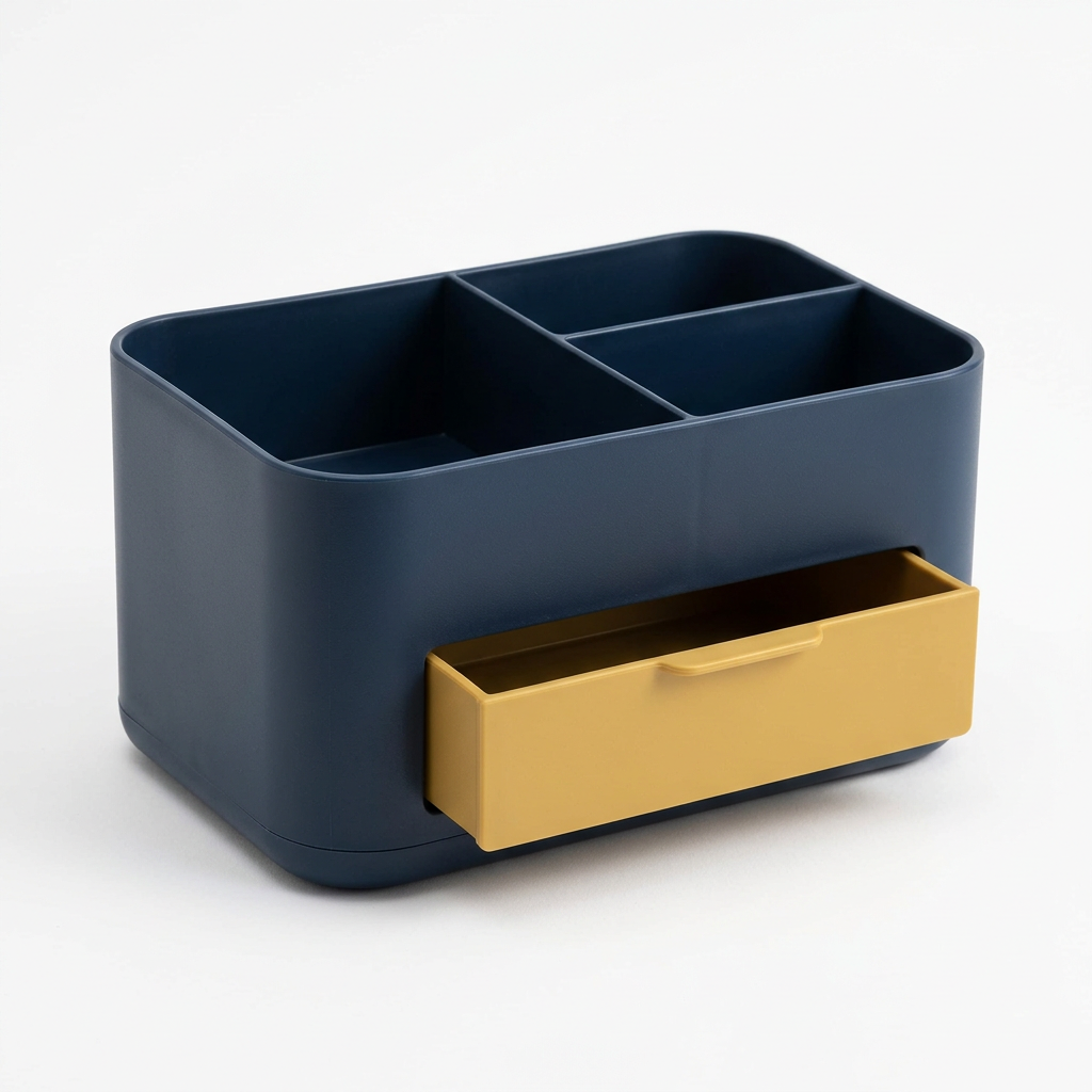 Navy & Mustard Desktop Organizer with Drawer