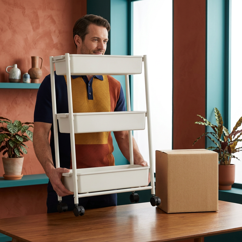 Slim Three-Tier Rolling Storage Cart