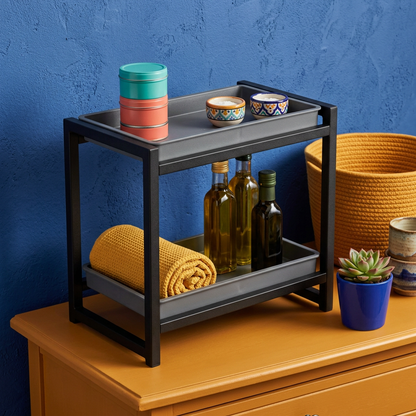 Black & Graphite Two-Tier Countertop Organizer