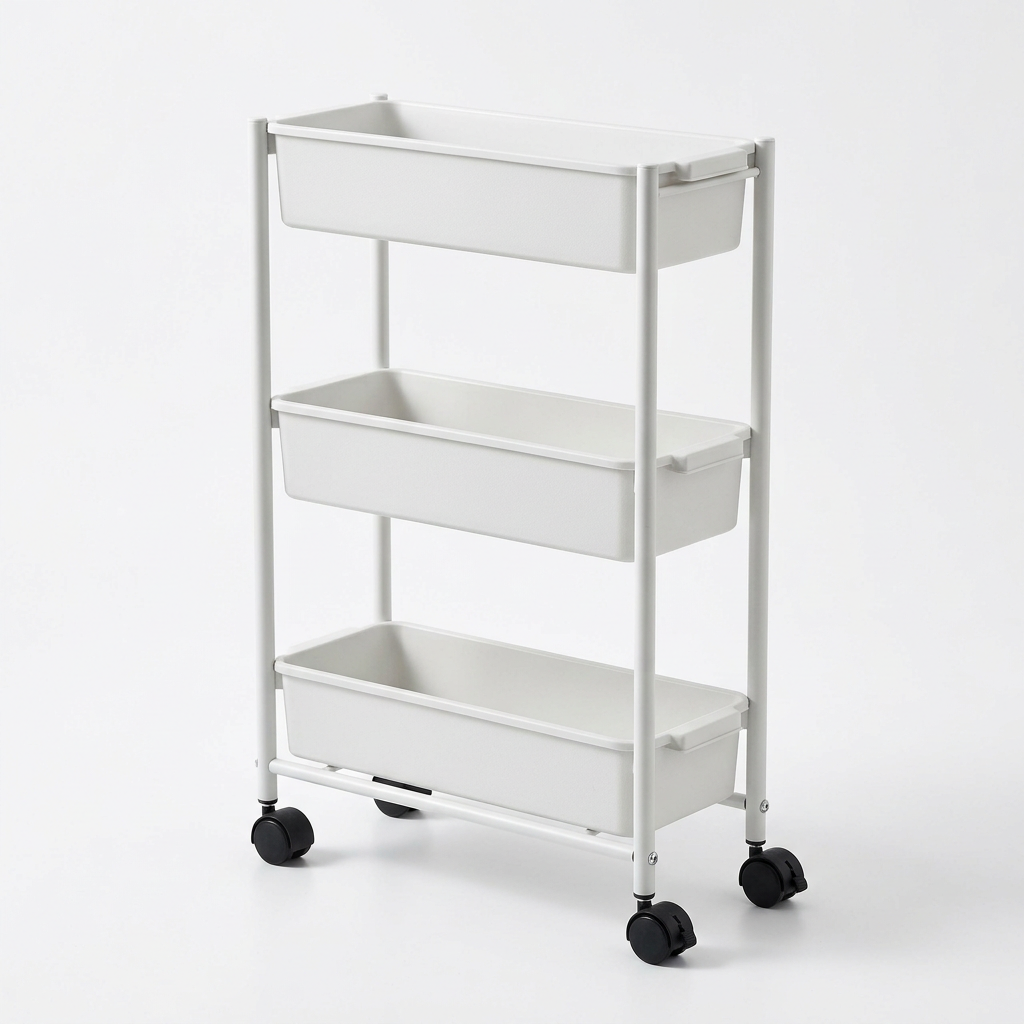 Slim Three-Tier Rolling Storage Cart